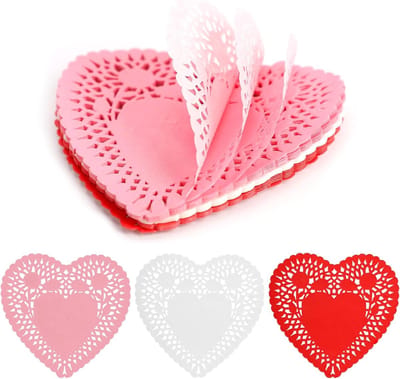 600 Stuks Mini Hart Doilies voor Valentijnsdag, Kleurrijke Papieren Hartvormige Decoraties voor Feestjes en Bruiloften