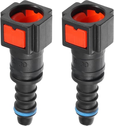 Snelle koppeling voor brandstofslang auto recht 1/4 inch 6.3 mm SAE naar 1/4 inch 6 mm - set van 2 stuks, ideaal voor brandstofsystemen en reparaties
