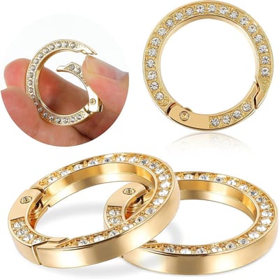 Rhinestone O-Ringen 4 Stuks Bling Ronde Karabijnhaak 1 inch 25mm Diamant Gesp voor DIY Creaties Sleutelhanger en Accessoires