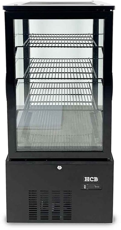 HCB® - Professionele Horeca Gebaksvitrine - 158 liter - zwart - 230V - Koelvitrine - 55x51.5x123 cm (DxBxH) - 62 kg - 8818