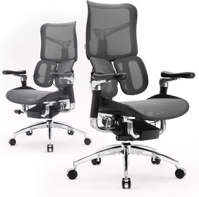 SIHOO Doro S300 Ergonomische Bureaustoel/Gamingstoel - Dubbele Dynamische Lendensteun - 6D-Gecoördineerde Armleuningen - Verstelbare Grote Zitkuss & Rugleuning - 150kg Draagvermogen - Kantoor/Thuis/Gaming - Zwart