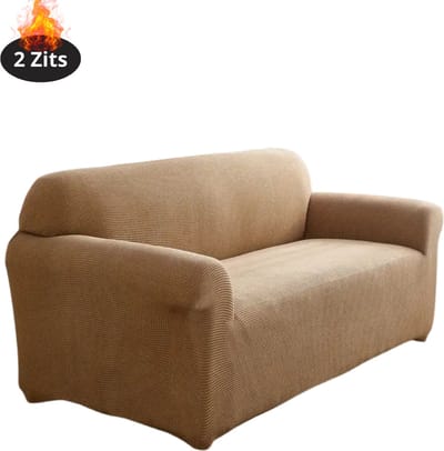 Livano Bankhoes - Bankbeschermer - Stretch - Sofa Cover - Effen - Khaki - 2 Zits