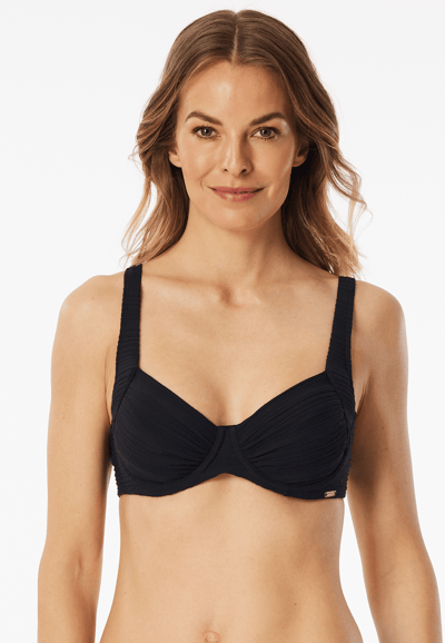 Bikinitop met beugels, zwart - aquablauw 36B