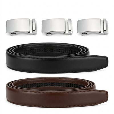 Safekeepers Luxe Automatische Riemenset – 2 Leren Riemen &Gespen – Zwart en Bruin – 3.5 cm Breed