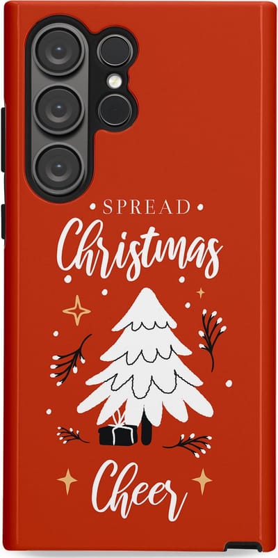 Casetastic hoesje geschikt voor Samsung Galaxy S23 Ultra - Dubbellaagse bescherming - Verspreid het Kerstfeest - Fashion Case - Terracotta