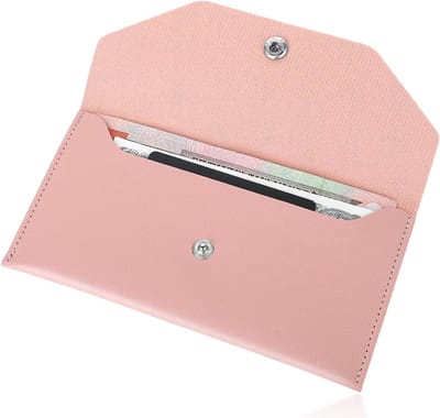 Herbruikbare PU Leren Geldbeschermende Case, Budget Envelop Wallet en Geldverdeler voor Studenten, Kantoorwerkers, Vrouwen en Meisjes (Roze)
