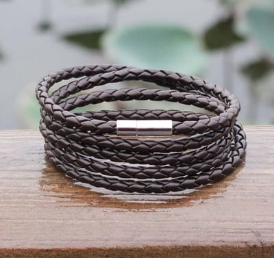 Lange Leren Armband | Leer | Kerst cadeau | Valentijnsdag cadeau | Mannen Sieraden | Heren Armband | Bruin met Staal