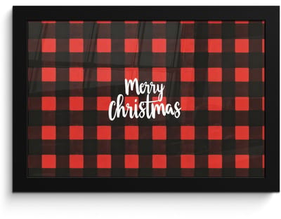 Poster in lijst - Fotolijst 30x20 cm - Posters - Geruit - Rood - Tekst - Christmas - Posterlijst zwart - Decoratie - Wanddecoratie woonkamer - Muurdecoratie slaapkamer