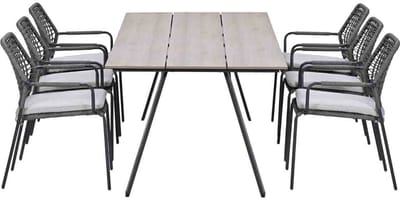 Garden Impressions Natas tuinset grijs 7-delig - Braga tuintafel 220x100 cm