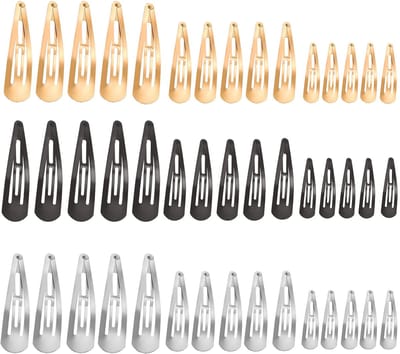 VVGoods - Set van 45 metalen haarclipjes voor vrouwen, herbruikbaar en antislip, geschikt voor lang en kort haar in goud, zilver en zwart.