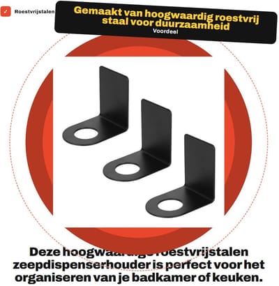 Dailygoods- Zeepdispenserhouder Roestvrij Staal - Wandhouder - Zelfklevend - Voor Shampooflessen - 3 Stuks - Duurzaam en Slijtvast - Shampoohouder
