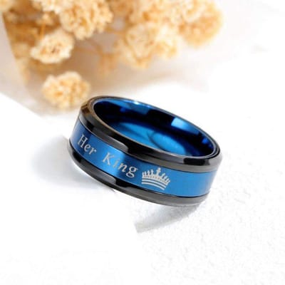 Modepaar ringen haar koning zijn koningin statement ring romantische roestvrijstalen kroonring jubileum trouwring sieraden cadeau 6