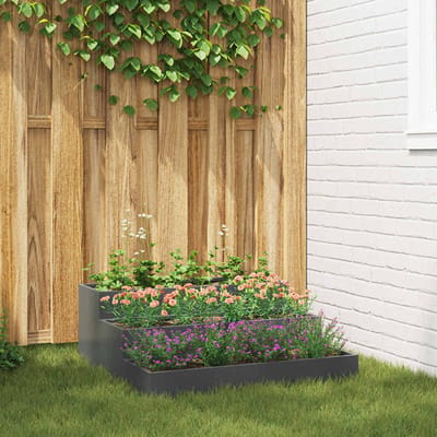 vidaXL - Plantenbak - Antraciet - 90 - x - 90 - x - 35 - cm - Koudgewalst - staal