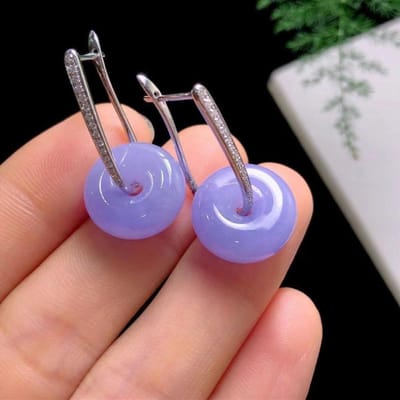 Natuurlijke Chalcedoon paarse kleur Ronde oorbellen voor dames Nationale Stijl Klassieke oorbellen Nieuw in Oor gesp Bruiloft Sieraden white