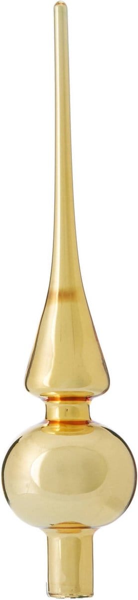 Decoris Kerstboom piek - goud - 26 cm - glas - glans - kerstpiek - kerstboom topper - Pieken/kerstpieken