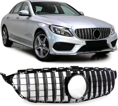 Sport radiator grill - Voorzijde grill - Auto styling - GT R look - Type W205 - Zwart chroom