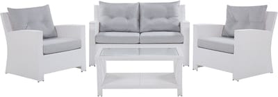 MARINO - Loungeset voor 4 - Wit - PE rotan