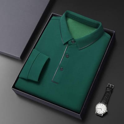 Heren Herfst Nieuw Poloshirt Heren T-shirt met Lange Mouwen Middelbare Leeftijd Zakelijk Vrije Tijd Revers Ondergoed Blouse Heren XXXXL