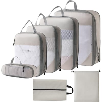1 set compressieverpakkingsblokjes samendrukbare reisverpakkingsorganizer voor handbagage