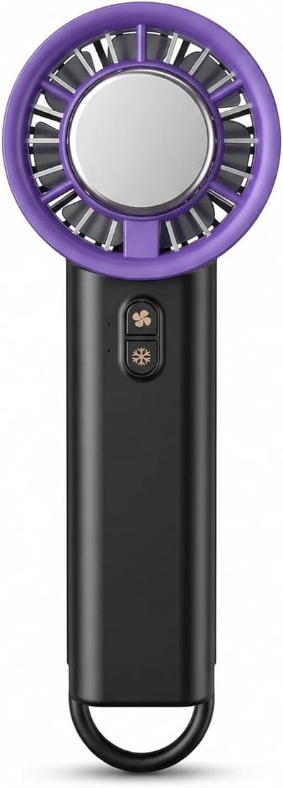 IJsgekoelde Turbo Handventilator, Draagbare Oplaadbare Mini Ventilator met 3 Windsnelheden, Directe Koelchip tot 15,5 °C, Geluidsarme Borstelloze Motor met Hoge Snelheid, USB-C Zakventilator voor Buiten, Reizen, Forensen, Kantoor en Thuisgebruik