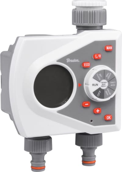 Bradas WHITE LINE Beregeningscomputer 2 Zones – Elektronische Beregeningstimer – Automatische Tuinberegening – LCD Display – ECO Modus – 1” x 3/4”