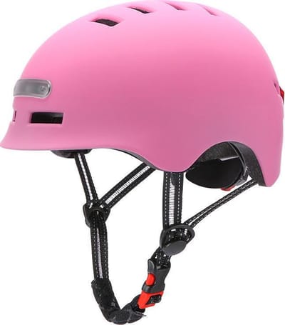 Kinderfietshelm jongens-meisjes met ingebouwde LED-verlichting| SMART helm | , fiets, step | MAAT S | ROZE | Oplaadbaar!
