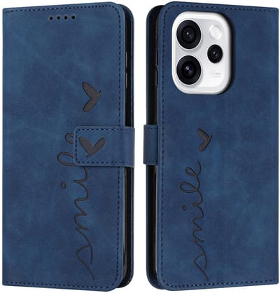Coverup Hoesje - Geschikt voor OPPO Reno15 Hoesje - Coverup Smile Book Case - Blauw