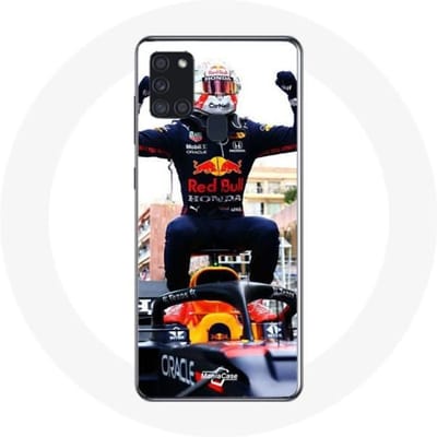 Samsung Galaxy A21S hoesje Formule 1 Max Verstappen F1 coureur zwart rood en geel