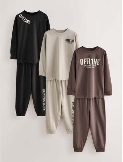 Next - Jongens - Set van 3 pyjama's met korte pijpen (3-16 jaar) - Zwart