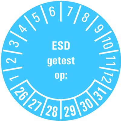 ESD getest op keuringssticker 26-31 - vel 20 mm - 36 per kaart