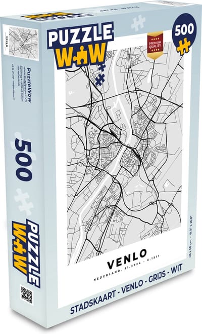 Puzzel Stadskaart - Venlo - Grijs - Wit - Legpuzzel - Puzzel 500 stukjes - Plattegrond