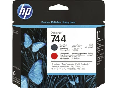 HP F9J88A nr. 744 printkop mat zwart / chromatic red (origineel)
