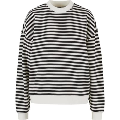 Urban Classics - Oversized Striped Crewneck sweater/trui - 5XL - Zwart/Beige