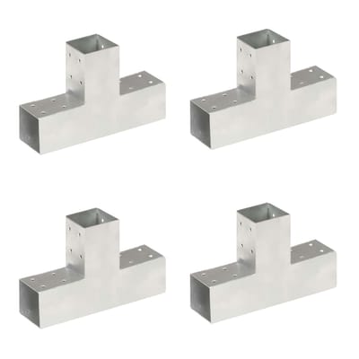 vidaXL Paalverbindingen 4 st T-vorm 71x71 mm gegalvaniseerd metaal