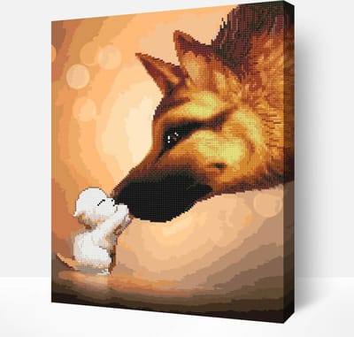 Schilderen Op Nummer Volwassenen DIY Hybrid Paint By Number Diamond Painting - Compleet Hobby Pakket op Frame met Vernis - ®Arty Bee - Beste Vrienden - 40x50cm