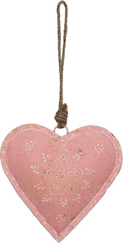 Clayre & Eef Kersthanger Hart 14x4x14 cm Roze IJzer