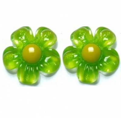 Clip oorbellen- Groen- Bloem