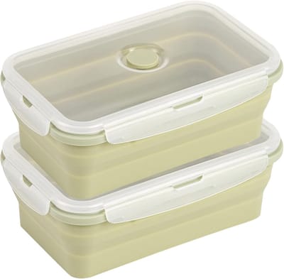 Opvouwbare lunchbox - lunchboxen - lunchbox volwassenen - Lekvrije siliconen bentobox - Opvouwbare lunchbox - 1200 ml - 2-pack - voor kamperen, picknick, kantoor, keuken