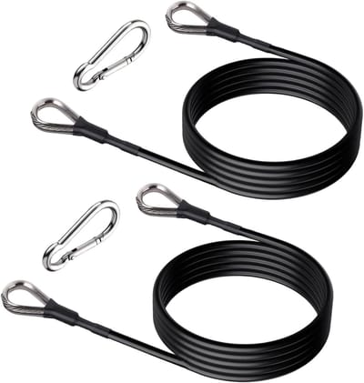 Fitness Verlengingskoord - Kabel Accessoire - Krachttraining Thuis - Slijtvaste Constructie - 2 Stuks - Zwart