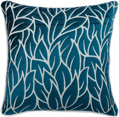 Set van 2 Decoratieve Kussens Fleurs | 45x45 cm Fluweel Sierkussens voor Bank en Slaapkamer | Teal Blauw