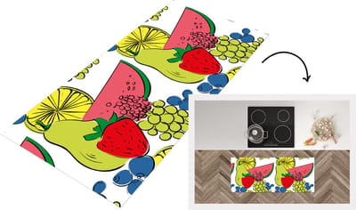 Keukenloper - Loper keuken - Fruit - Cartoon - Patroon - 120x50 cm - Keukenloper vinyl