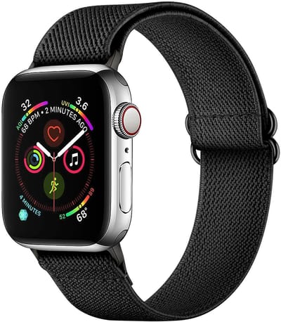 SBG Nylon Bandje Geschikt voor Apple Watch 1/2/3/4/5/6/7/8/9/10/11/SE - 38/40/41/42MM - Elastisch Sport Horlogebandje - Zwart