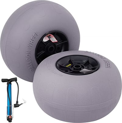 Kruiwagenwiel 33 cm Diameter Band Opblaasbaar Wiel 2 Stks TPU Ballonwielen Banden met Hand Luchtpomp, 55 kg Laadvermogen en een Lagedrukontwerp van 2-3 PSI Geschikt voor Verschillende Terreinen