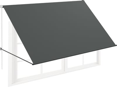 NAIZY Uitvalscherm Uittrekbaar zonnescherm met koord en aluminium steunstang balkonzonwering zonnescherm zonwering voor ramen terras balkon 350x145 cm, Antraciet