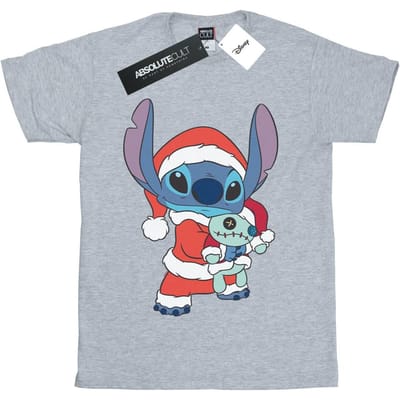 Disney Meisjes Lilo en Stitch Kerstmis T-shirt Katoen (Sportgrijs)