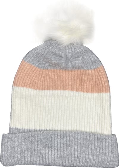 Sarlini - Muts met pompon - Beanie - Dames - Gebreid - Winter - Acryl - roze - beige - grijs