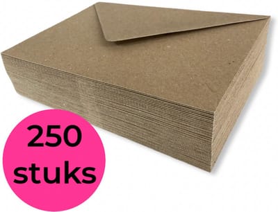 Cards & Crafts C6 Enveloppen Kraft Bruin - 250 Stuks - 110 g/m² - 114 x 162 mm - 100% Gerecycled