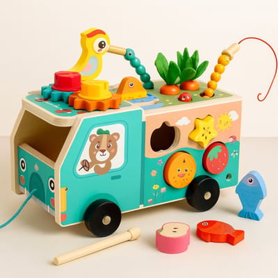 Houten Activiteitenkubus 8-in-1 - Educatief Speelgoed - Activiteitentafel - Motoriek Speelgoed - Vormsorteren - Kralenspiraal - Tandwielen - Xylofoon - Klok - Peuters 1-3 jaar - Montessori Speelgoed
