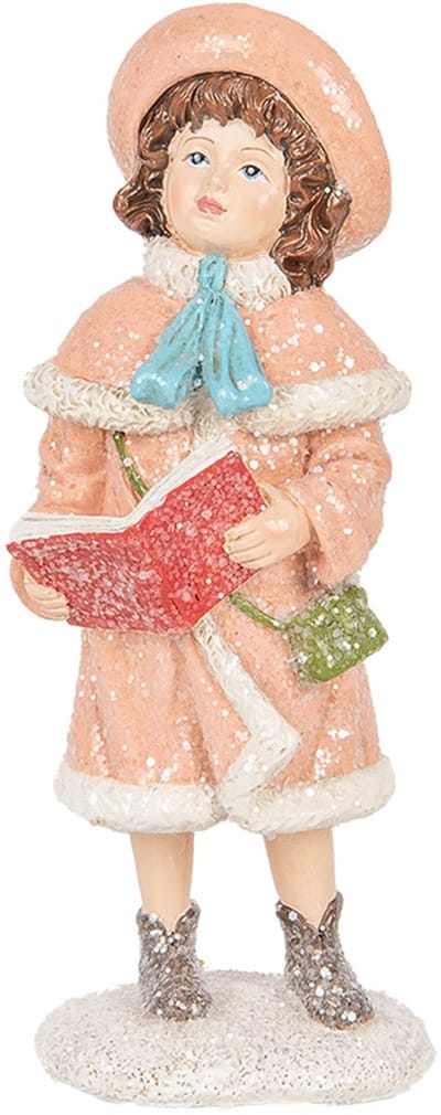 Clayre & Eef Decoratie Beeld Kind 8x9x18 cm Roze Kunststof