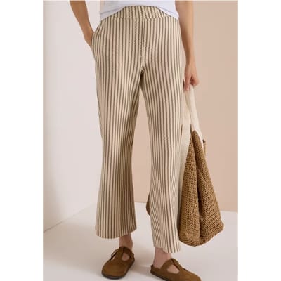 Broek met Wide Leg pijpen in gebreide look
